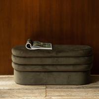 Dutchbone Bankje 'Aditi' Velvet, 93cm, kleur Groen - thumbnail