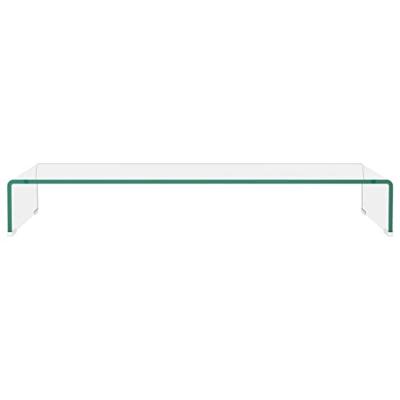Tv-meubel/monitorverhoger transparant 90x30x13 cm glas