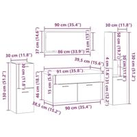Badkamermeubelset met opslag 5 pcs Zwart Eiken 30 x 30 x 130 cm - thumbnail