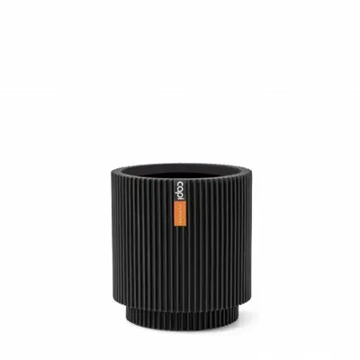 Vaas cilinder groove d15h17cm zwart