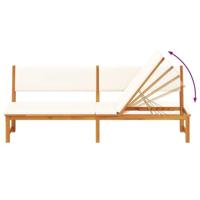 Ligstoel met kussen Bruin 200 x 57 x 75cm Massief acaciahout - thumbnail