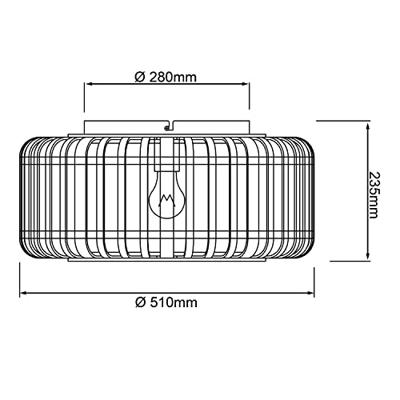 Brilliant Zwarte plafondlampWoodrow rotan - 99405/76