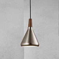 Hanglamp metaal &apos;Nori 18&apos; brushed staal E27 metaal hout 270mm DFTP - thumbnail