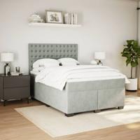 Boxspring met matras fluweel lichtgrijs 140x190 cm - thumbnail
