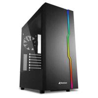 Sharkoon rgb slider midi tower behuizing (zwart | 3x usb-a | rgb | tempered glass) - thumbnail