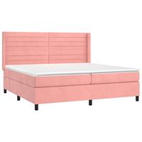 Boxspring met matras en LED fluweel roze 200x200 cm - thumbnail