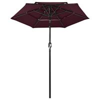 VidaXL Parasol 3-laags met aluminium paal 2 m bordeauxrood - thumbnail