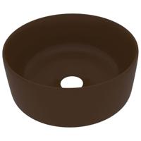 VidaXL Wastafel rond 40x15 cm keramiek mat donkerbruin - thumbnail
