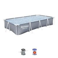 BESTWAY buisvormige bovengrondse zwembadset - Steel Pro - 366 x 201 x 66 cm - rechthoekig (inclusief patroonreiniger) - thumbnail