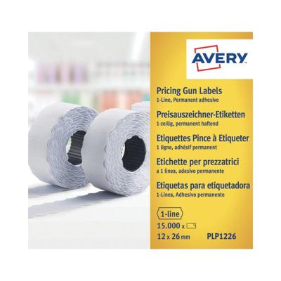 Avery PLP1226 etiketten voor prijstang permanent, ft 12 x 26 mm, 15 000 etiketten, wit