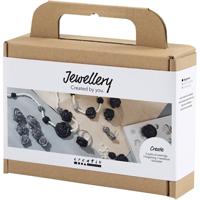 Creativ Company Mini hobbyset sieraden, rozen, zwart, zwart/wit, wit, 1 doos - thumbnail