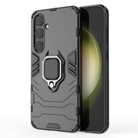 Lunso - Samsung Galaxy S24 Plus - Armor backcover hoes met ringhouder - Zwart - thumbnail