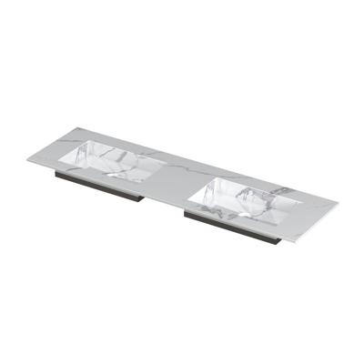 INK Post Wastafel Keramische Slab Envelop Bak Dubbel Zonder Kraangaten - 1600x450x10 mm - Statuario Glans