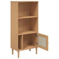 Boekenkast SENJA rattan-look 60x35x130 cm grenenhout bruin - thumbnail