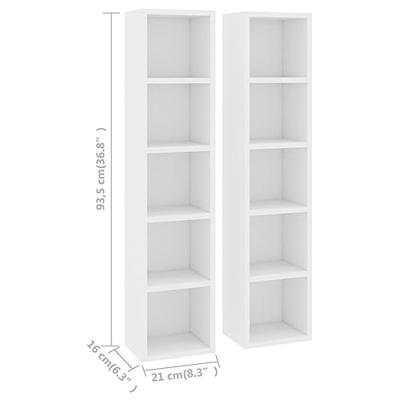 VidaXL Cd-kasten 2 st 21x16x93,5 bewerkt hout wit VidaXL Cd-kasten 2 st 21x16x93,5 bewerkt hout wit