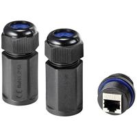 Renkforce RJ45 Netwerk Adapter CAT 6A [1x RJ45-bus - 1x RJ45-bus] Zwart Waterdicht, UV-bestendig, Vergulde steekcontacten - thumbnail