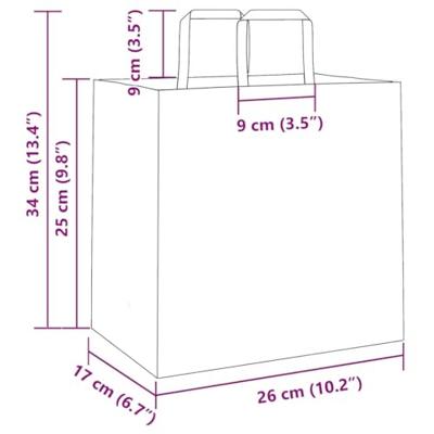 VidaXL Papieren zakken 250 st met hengsels 26x17x25 cm bruin
