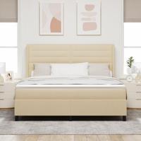 Boxspring bed met matras met hoofdeinde Crème 180 x 200 cm Stof - thumbnail