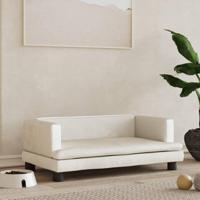 Hondenmand 80x45x30 cm fluweel crèmekleurig - thumbnail