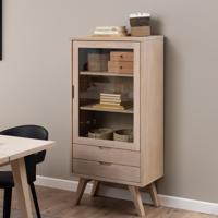Bendt Vitrinekast 'Mads' 145 x 72cm, licht eikenfineer - thumbnail