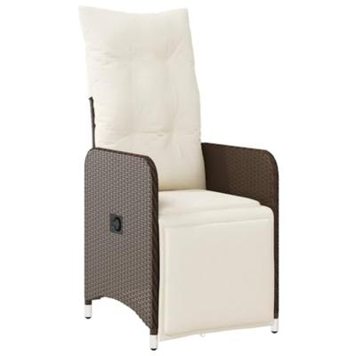 Tuinstoel verstelbaar met kussens poly rattan bruin Tuinstoel verstelbaar met kussens poly rattan bruin