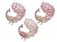Ornament plc pauw l8 cm roze Kurt S. Adler - Kurt s adler - thumbnail
