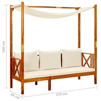 Tuinbank met luifel massief acaciahout - thumbnail