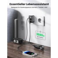 UGREEN Nexode Laadadapter 2990 W USB-A-bus, USB-A-bus, USB-C bus, Randaarde stopcontact Zwart Binnen - thumbnail