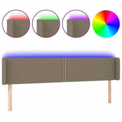 Hoofdbord LED 203x16x78/88 cm stof taupe