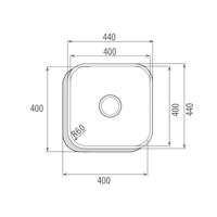 Wastafel met Eén Spoelbak Cata CB4040 Staal - thumbnail