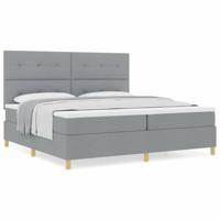 Boxspringbed met matras stof lichtgrijs 200x200 cm - thumbnail