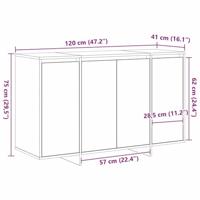 Dressoir Gerookt eiken 120 x 41 x 75 cm Bewerkt hout - thumbnail