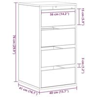 Ladekast met lade Zwart eiken 40 x 41 x 76 cm Bewerkt hout - thumbnail