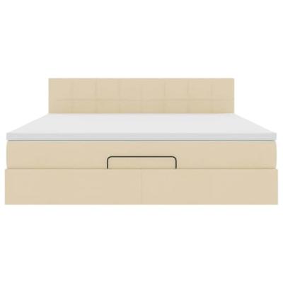 Ottoman bed met matras 180x200cm stof crèmekleurig