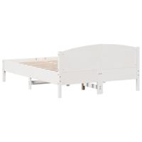 Bedframe met hoofdbord massief grenenhout wit 140x190 cm - thumbnail