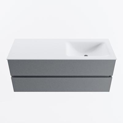 MONDIAZ VICA 120cm badmeubel onderkast Plata 2 lades. Wastafel CLOUD rechts 1 kraangat, kleur Talc.