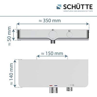 OCEAN thermostatische mengkraan douche met planchet, chroom-wit met hoogwaardige planchet van veiligheidsglas, ca. 35,0 x 14,0 cm extern lichaam gemaakt van ABS met een hoogwaardige merkcartouc