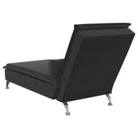 Massage chaise longue met bolster fluweel zwart - thumbnail