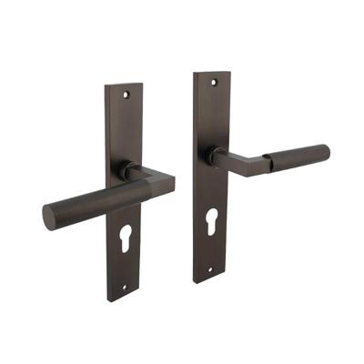 Intersteel Deurklink Bau-Stil op schild profielcilindergat 72mm antraciet grijs