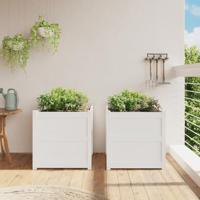 Plantenbakken 2 st cm massief grenenhout wit - thumbnail