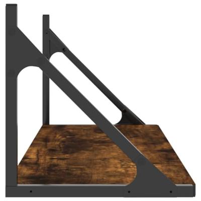 Wandschappen 2 st 80x25x25,5 cm bewerkt hout gerookt eikenkleur