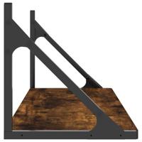 Wandschappen 2 st 80x25x25,5 cm bewerkt hout gerookt eikenkleur - thumbnail