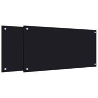 VidaXL Spatschermen keuken 2 st 80x40 cm gehard glas zwart - thumbnail