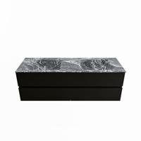 MONDIAZ VICA-DLUX 150cm badmeubel onderkast Urban 4 lades. Inbouw wastafel CLOUD dubbel 2 kraangaten, kleur Lava. - thumbnail