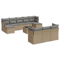 11-delige Tuinset met kussens poly rattan beige - thumbnail