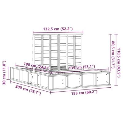 Bedframe met opslag Bruin 135 x 190 cm Massief grenenhout