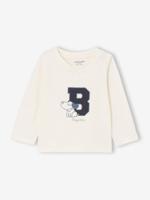 T-shirt baby met lange mouwen en print op de voorkant ecru - thumbnail