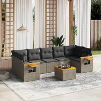 8-delige Loungeset met kussens poly rattan grijs - thumbnail