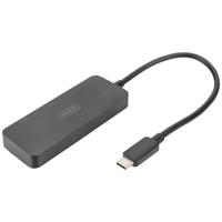 DIGITUS 3-poorts USB-C grafische adapter - USB-C naar 3x Displayport - 4k60Hz - Multi Stream Transport (MST) - Video Hub - zwart - thumbnail