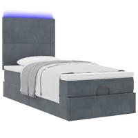 Ottoman bed met matrassen en LED's 80x200cm fluweel donkergrijs - thumbnail